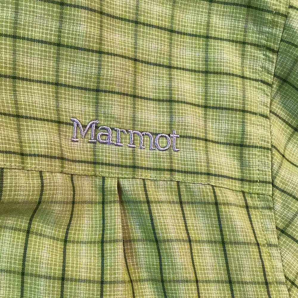 Marmot Men’s Button Up Shirt XL Green Grid Check Pattern Short-sleeve - Picture 5 of 5